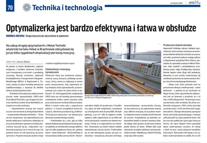 Artykuły prasowe – wrzesień 2016